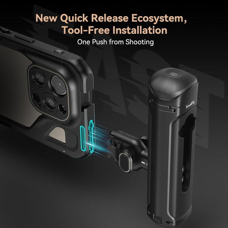 SMALLRIG Dual Handheld Phone Cage Kit for iPhone 15 Pro Max, Mobile Video Rig Cage Kit with Wireless Quick Release Dual Handles for Video Recording/YouTube/Live Streaming/Vlog - Image 3